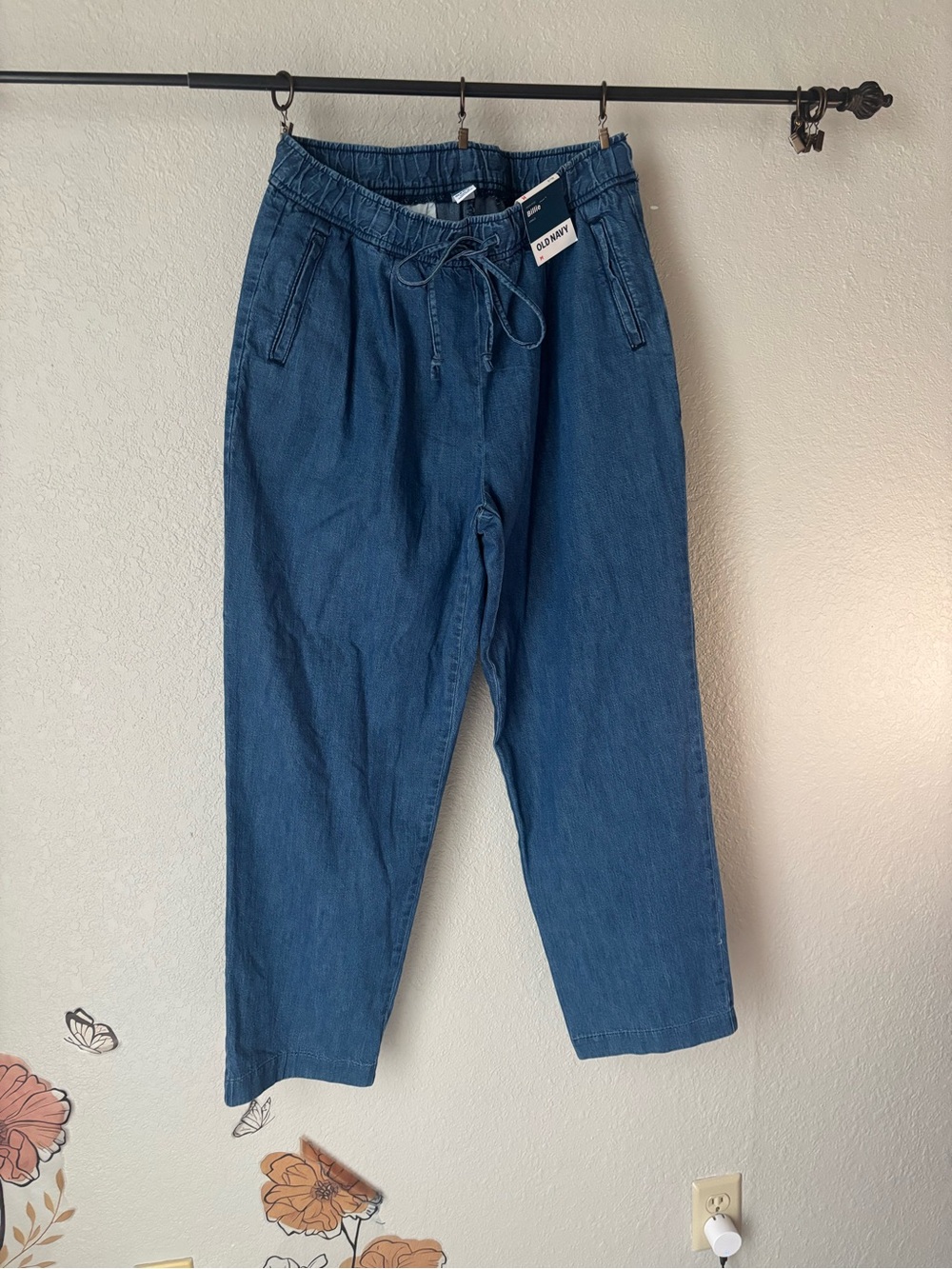 Old Navy Wide-Leg Drawstring Jeans in Deep Blue
